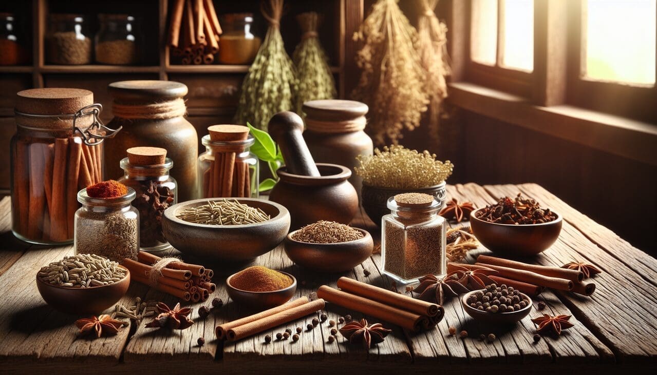 Epice en C sur fond de cuisine chaleureuse et rustique.