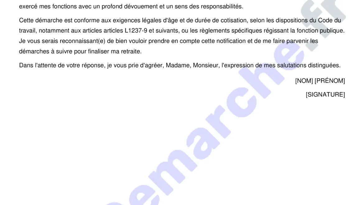 exemple et conseils pour rédiger une lettre de départ à la retraite claire et professionnelle. modèles prêts à l'emploi pour faciliter vos démarches.