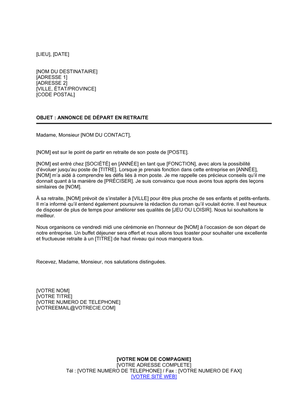 découvrez comment rédiger une lettre de départ à la retraite claire et professionnelle, avec des conseils et des exemples personnalisés pour faciliter votre transition.